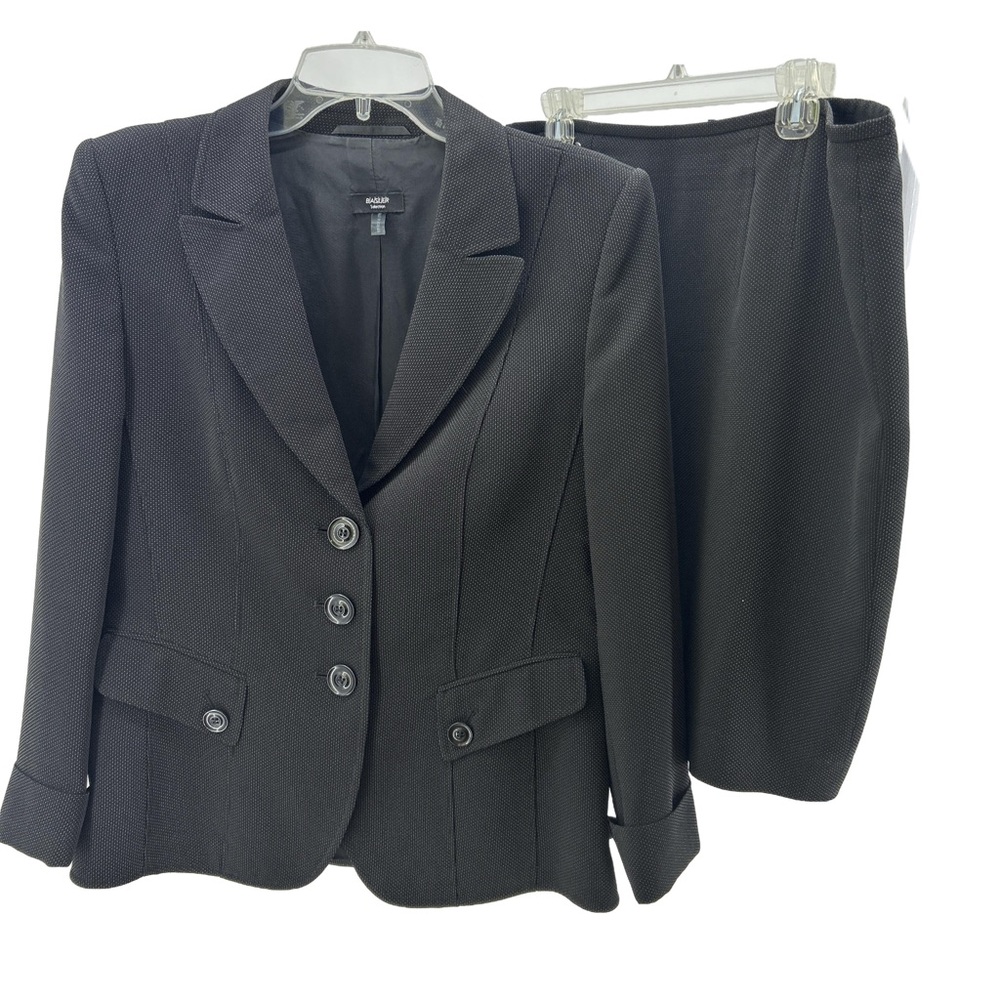 Basler Selection Black and White Dot Blazer and Skirt Set